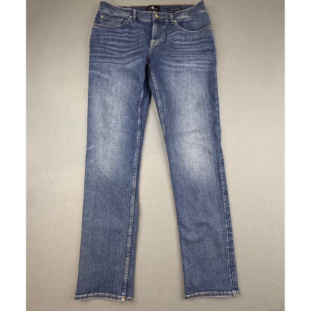 7 For All Mankind Slimmy Tapered Jeans Mens 34 Blue Medium Wash Denim